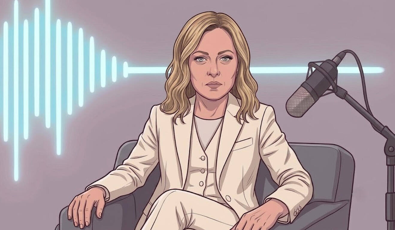 Stylized 2D vector animated podcast presenter and explainer video creative for digital brands